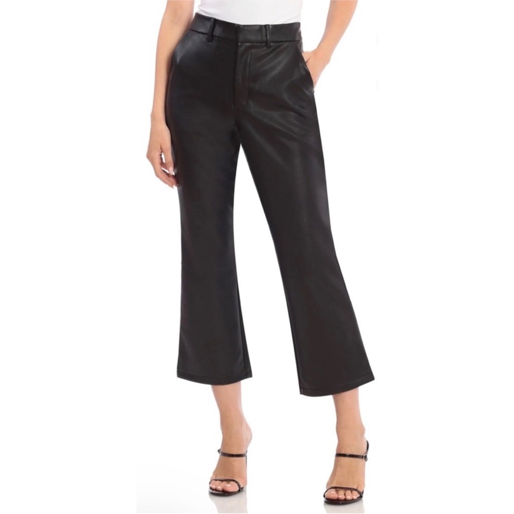 Avec Les Filles Cropped Flare Vegan Faux Leather Pants in Black Medium